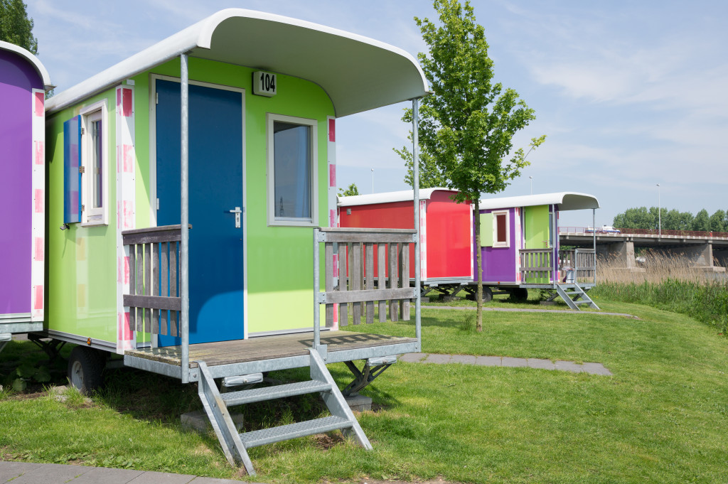 colorful mobile home in amsterdam, netherlands